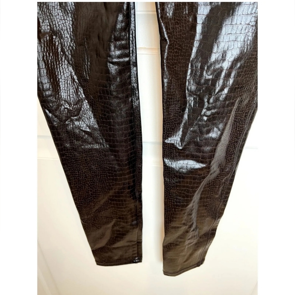 Spanx Brown Faux Leather Croc Shine Leggings Size Medium - Picture 13 of 13
